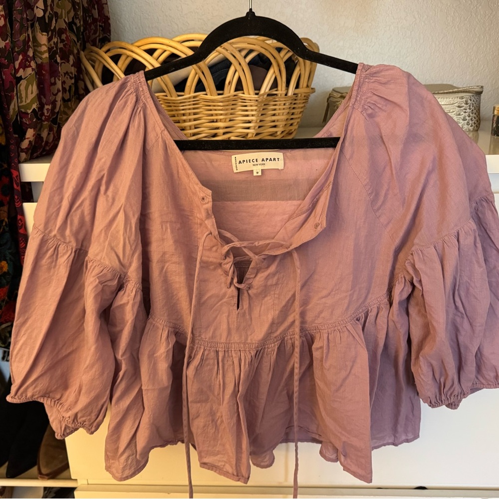 Apiece Apart Women’s Peasant Top with Tie Detail